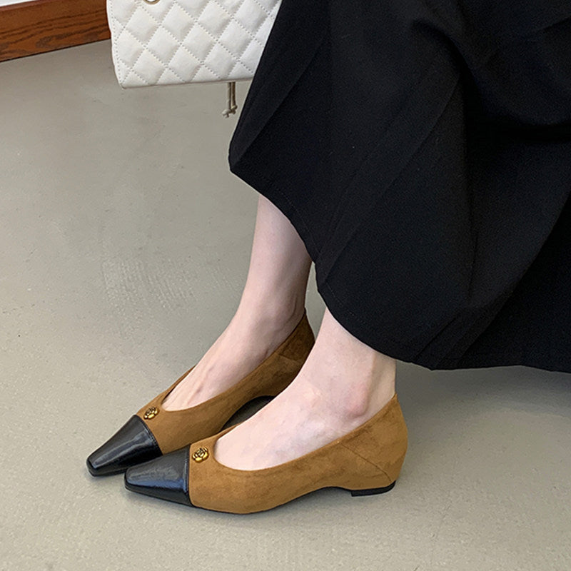 Women's Pointed Toe Ballet Flats with Patent Detail