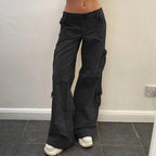 Women's Cargo Pants with Side Pockets and Casual Fit