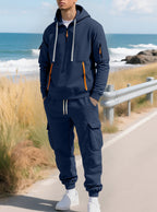 Men's Half-Zip Hoodie and Cargo Jogger Set