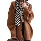 Women's Large, Comfortable Knit Cardigan with Buttons and Pockets