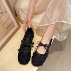 Women's Ballet Flats with Floral Lace Design