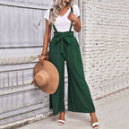 Women's Culotte Jumpsuit with Adjustable Straps and Elegant Drawstring