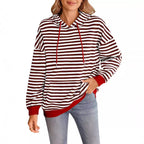 Women's Striped Hoodie with Kangaroo Pocket
