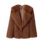 Women's Elegant Faux Fur Jacket with Soft Collar