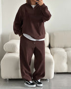 Women's Cozy Fleece Loungewear Set with Stand-Up Collar
