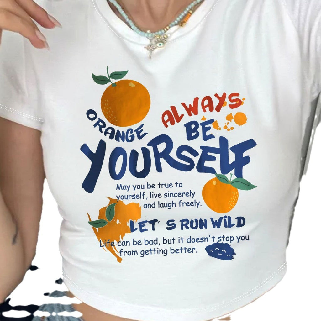 Women's Fruit Motif Crop T-Shirt