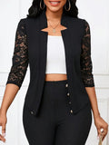 Women's Blazer Jacket with Lace Inserts