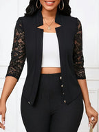 Women's Blazer Jacket with Lace Inserts
