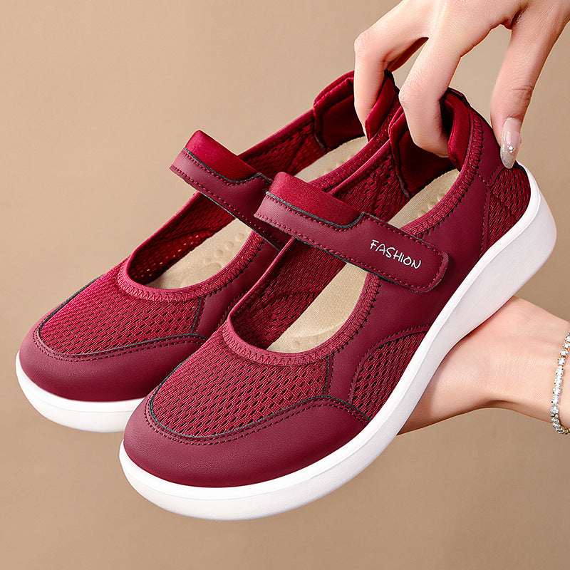 Women's Breathable Fitness Sneakers with Adjustable Hook-and-Loop Closure