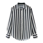 Elegant Striped Blouse with Classic Collar