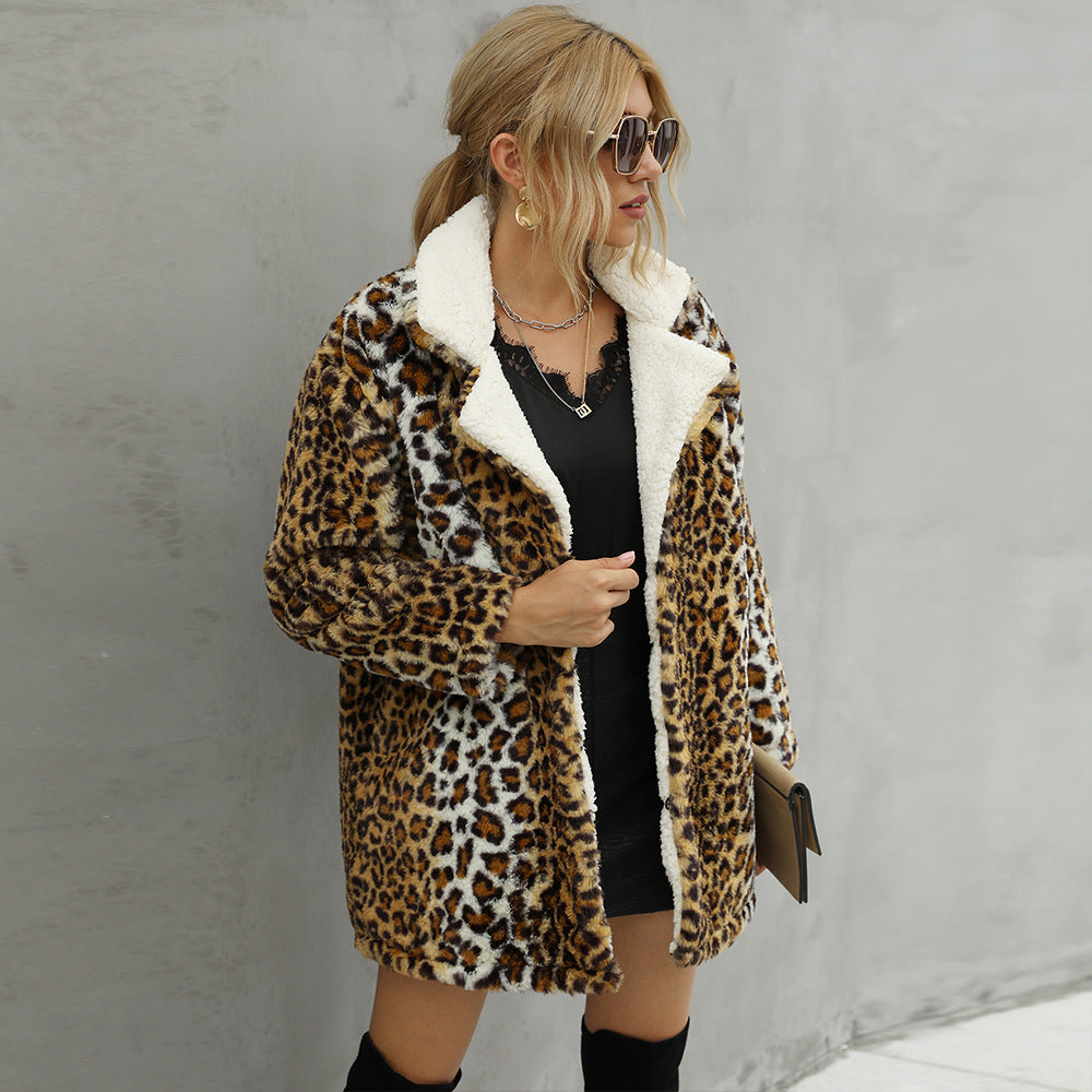 Women's Cozy Leopard Print Coat