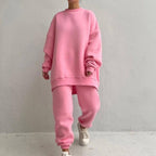 Women's Comfortable Oversized Loungewear Set with High Collar and Elastic Cuffs