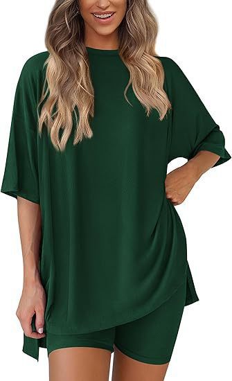 Women's Casual Lounge Set with Oversized Top and Shorts