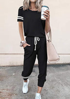 Women's Leisure Suit with Stylish Contrast Stripes