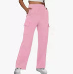 Women's Wide-Leg Cargo Pants with Side Pockets