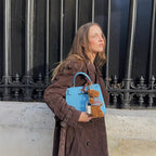 Women's Long Faux Suede Trench Coat with Fashionable Details