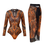 Women's High-Waisted Palazzo Trousers with Pattern