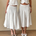 Flared Midi Skirt with Lace Waistband