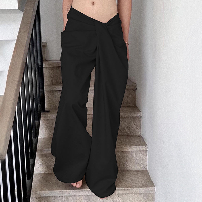 Women's Elegant Palazzo Trousers with Refined Draping