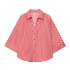 Women's Shirt Blouse with Casual Cut and Elegant 3/4 Sleeves