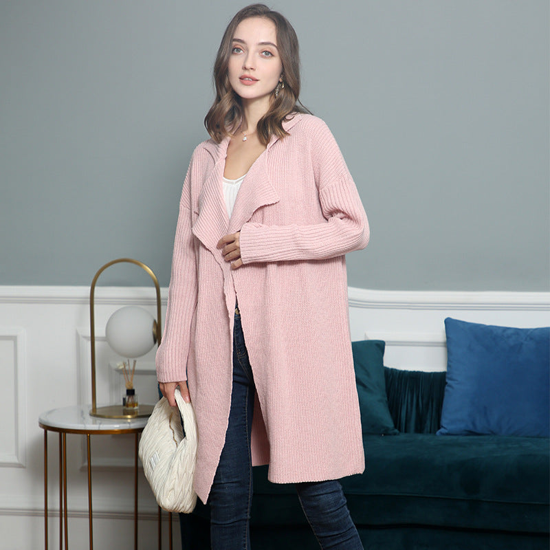 Women's Knit Coat with Casual Cut and Modern Details