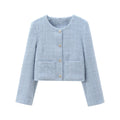Women's Elegant Tweed-Style Short Jacket with Pockets