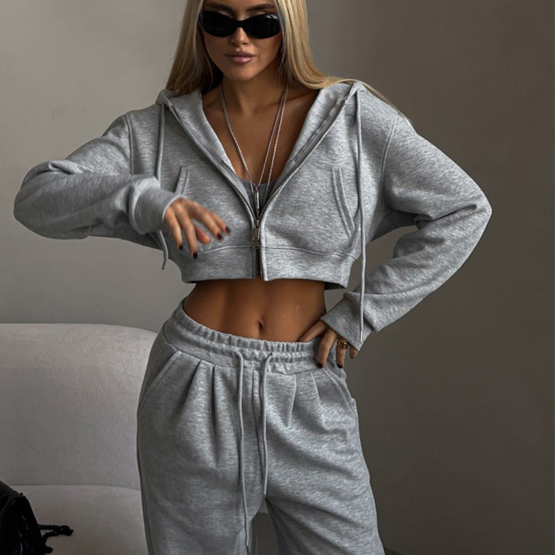 Women's Cropped Hoodie and Comfortable Joggers Set