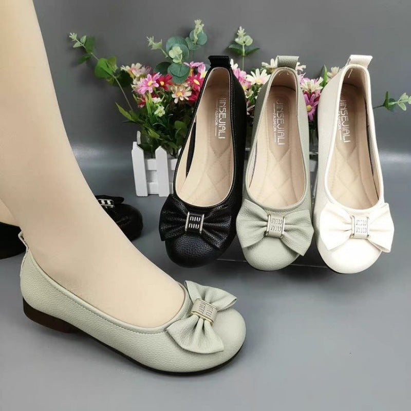 Women's Ballet Flats with Elegant Bow Ornamentation and Comfortable Footbed