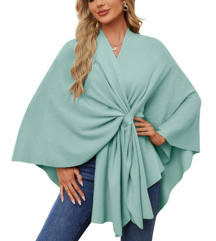 Women's Elegant Wrap Sweater with Asymmetrical Cut
