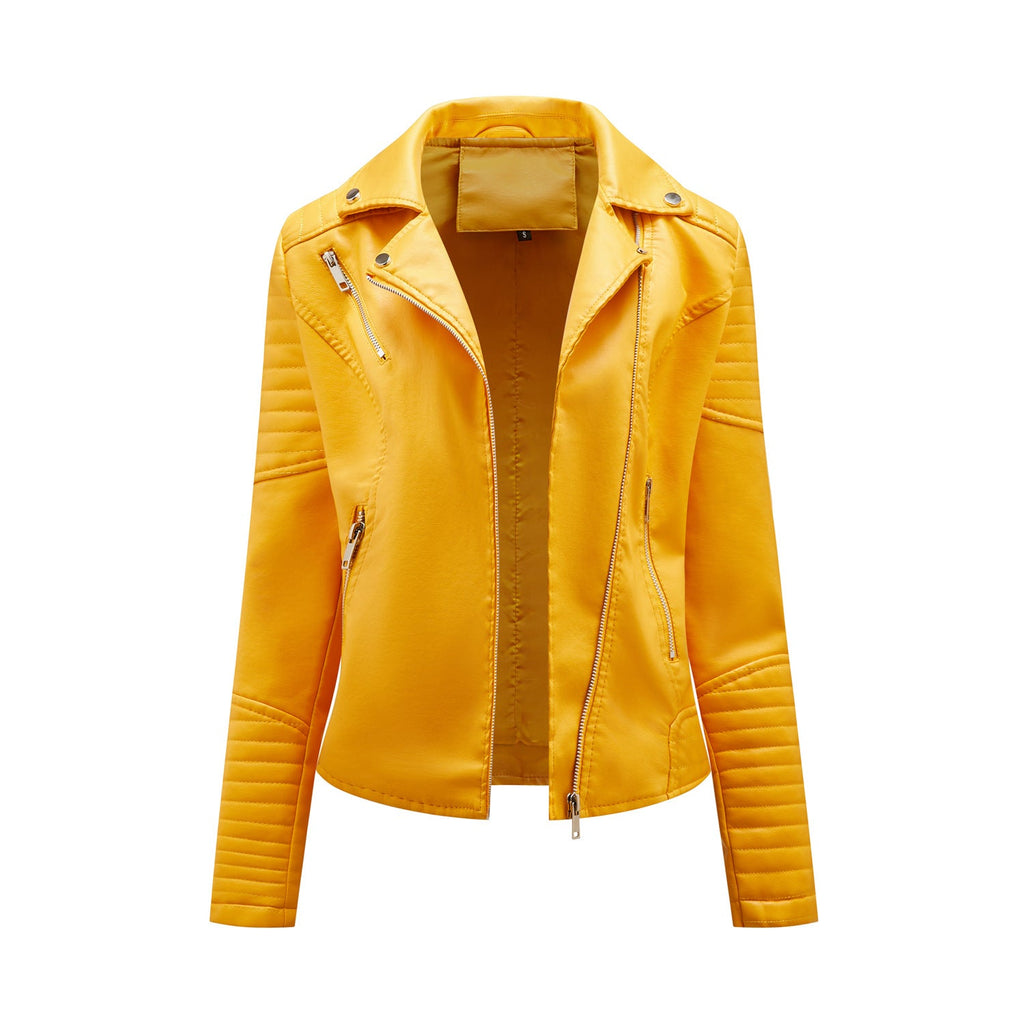 Women's Biker Jacket with Quilted Details and Asymmetrical Zipper