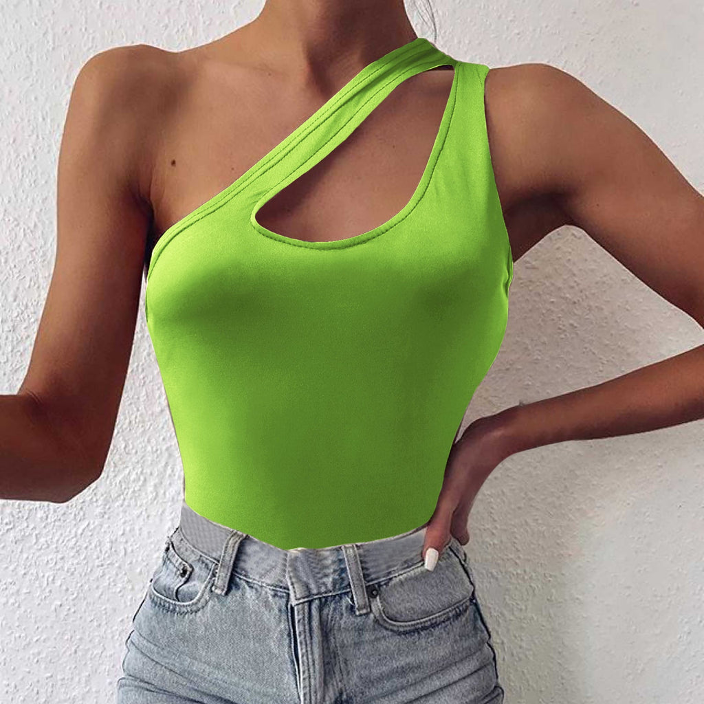 Women's Asymmetrical Bodysuit with Fashionable Cut-Out