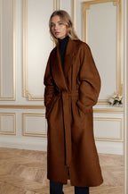 Elegant Wide-Cut Overcoat with Belt