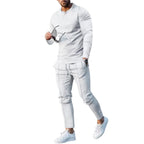 Men's nano athletic Henley long sleeve shirt and tapered jogging pants with decorative seams