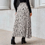 Women's Pleated Maxi Skirt with Fashionable Pattern