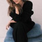 Women's Fluffy Cardigan with Wrap Look