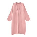 Women's Minimalist Long Wool Coat with Wide Cut and Elegant Details