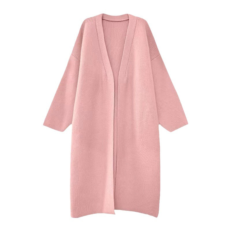 Women's Minimalist Long Wool Coat with Wide Cut and Elegant Details