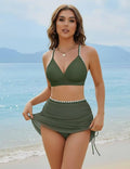 Women's High-Waisted Swimsuit with Trendy Wrap Skirt