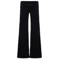 Women's Flowy Palazzo Trousers with High Waist and Decorative Eyelets