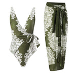 Women's Swimsuit with Wrap Skirt and Floral Design