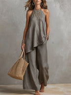 Women's Airy Jumpsuit with Asymmetrical Cut