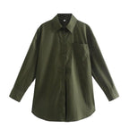 Women's Long-Sleeve Blouse with Elegant Cut and Cotton Fabric