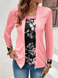 Women's Elegant and Casual Long Jacket with Floral Design