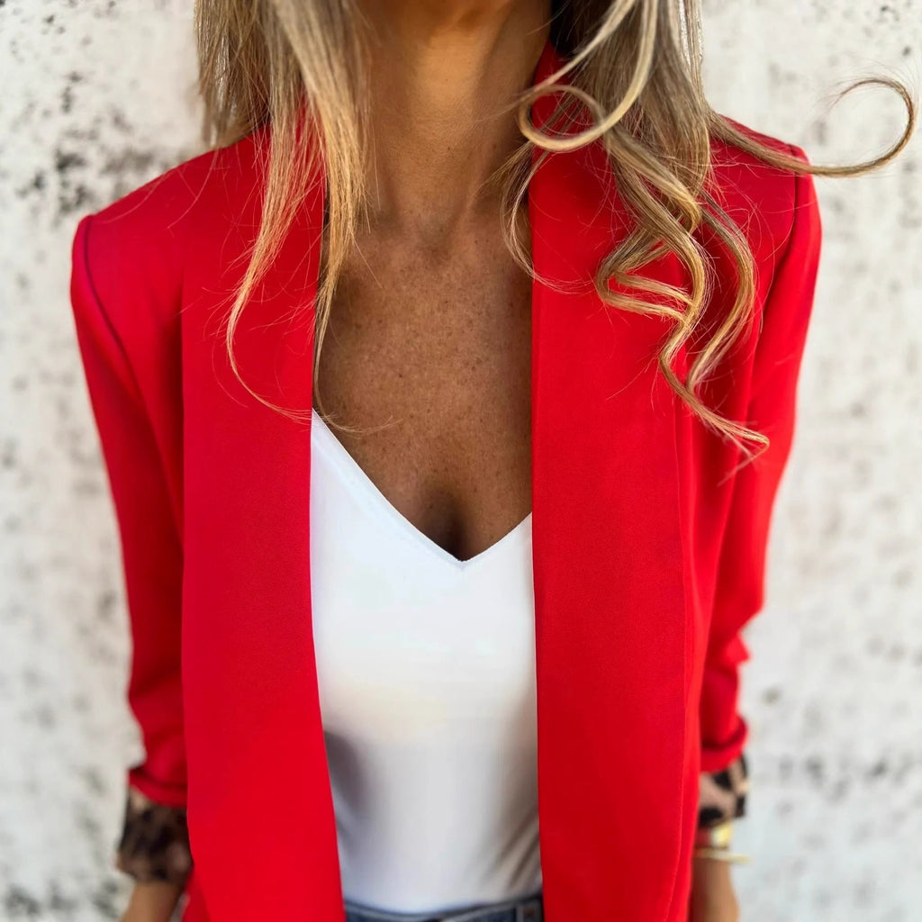 Elegant Blazer with Animal Print on Sleeves