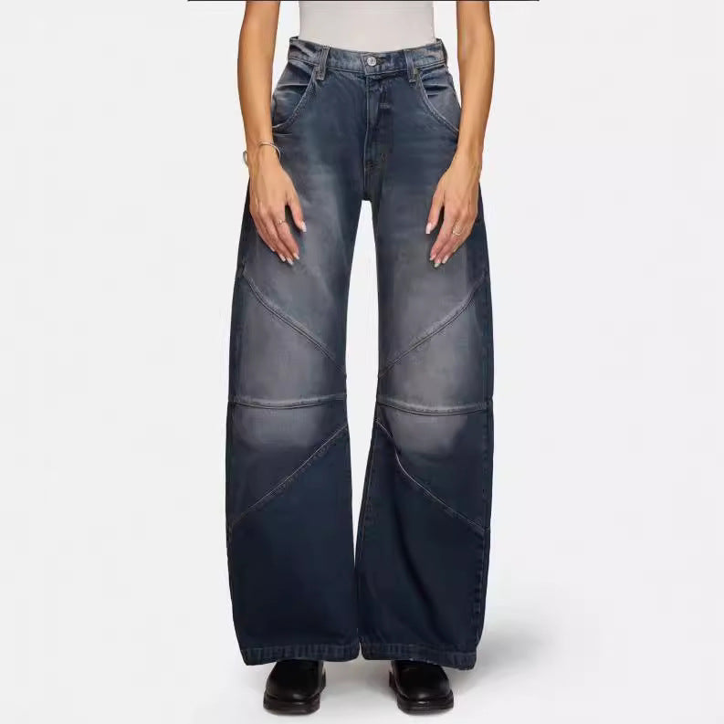 Women's Wide-Leg Jeans with Seam Detail