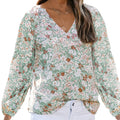 Women's Blouse with Floral Patterns and Airy Sleeves