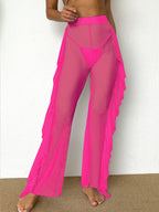 Women's Elegant Beach Pants with Ruffle Details