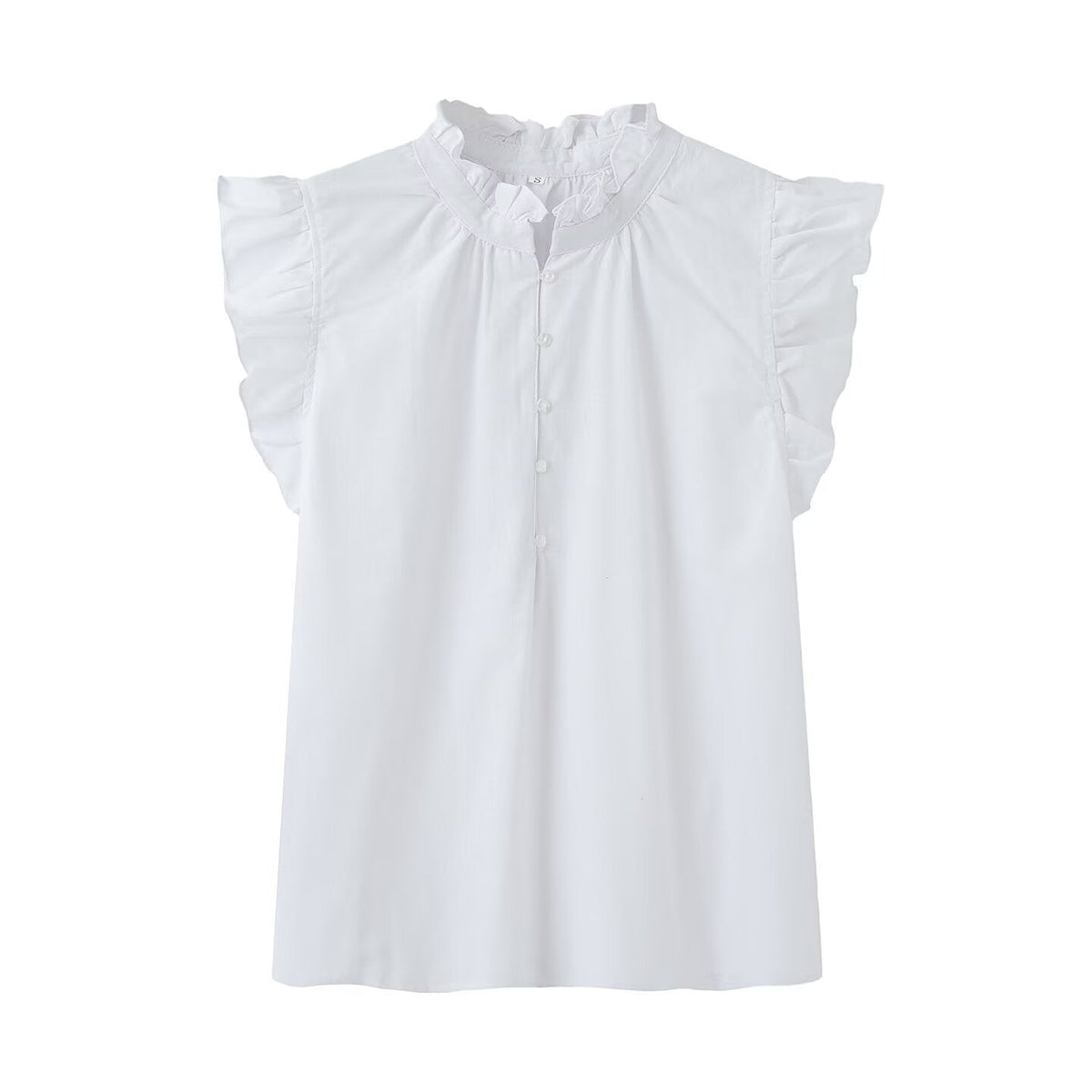 Women's Blouse with Ruffles and Button Placket