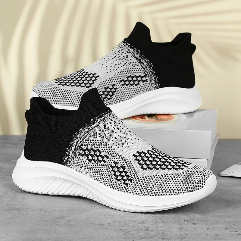 Women's Breathable Ankle Sneakers with Elastic Knit Upper