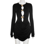 Women's Elegant Jumpsuit with Creative Cut-Outs and Ruching